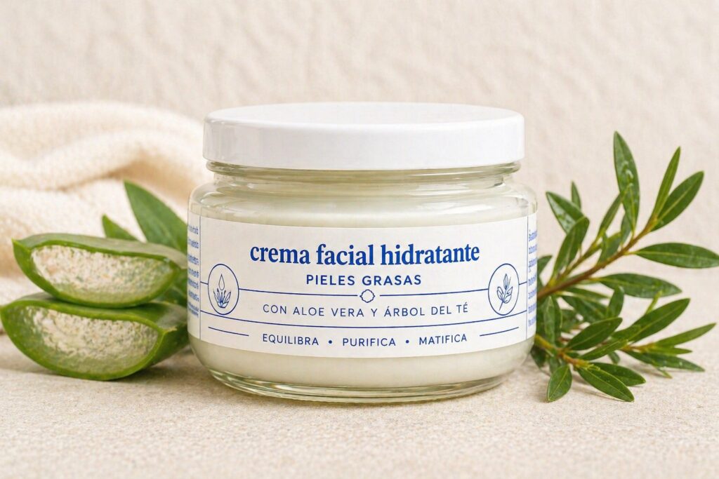 Crema hidratante pieles grasas crema piel seca con Árbol de tÉ y aloe vera