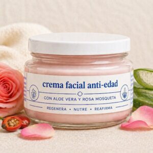 crema facial anti edad con aloe vera y rosa mosqueta